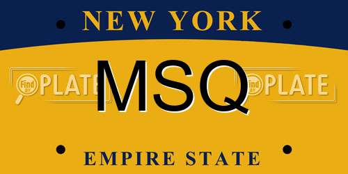 MSQ New York License Plate