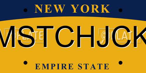 MSTCHJCK New York License Plate