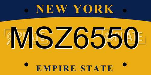 MSZ6550 New York License Plate