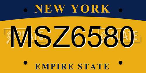 MSZ6580 New York License Plate