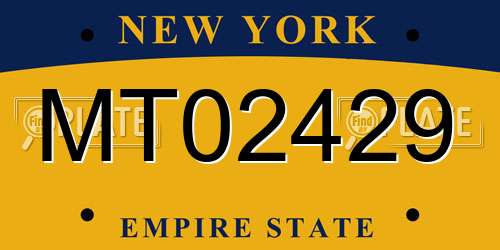 MT02429 New York License Plate
