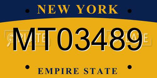 MT03489 New York License Plate