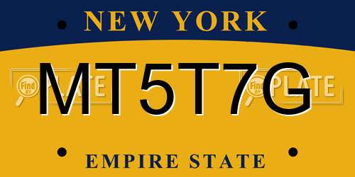 MT5T7G New York License Plate