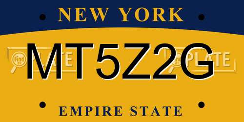 MT5Z2G New York License Plate