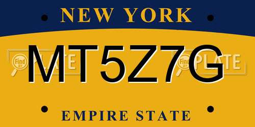 MT5Z7G New York License Plate