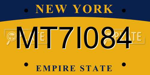 MT7I084 New York License Plate