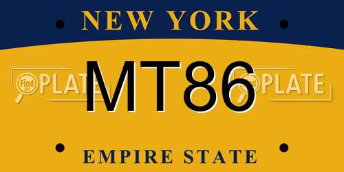 MT86 New York License Plate