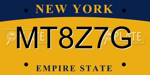 MT8Z7G New York License Plate