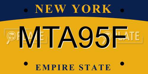 MTA95F New York License Plate