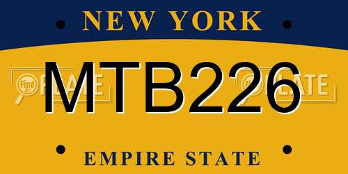 MTB226 New York License Plate