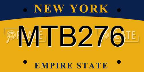 MTB276 New York License Plate