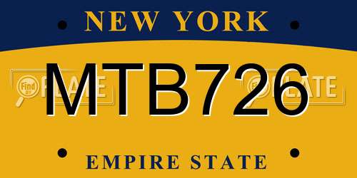 MTB726 New York License Plate