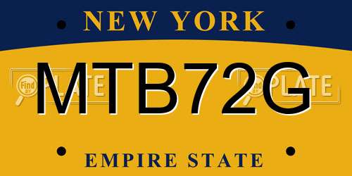 MTB72G New York License Plate