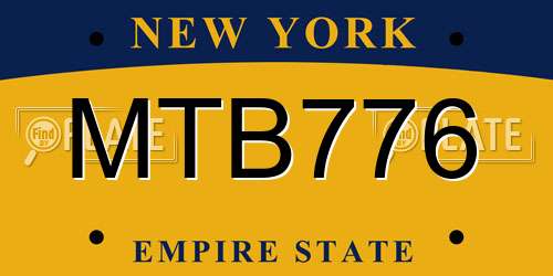 MTB776 New York License Plate