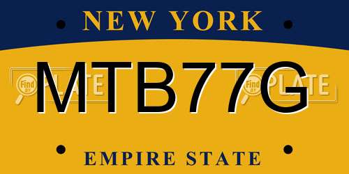 MTB77G New York License Plate