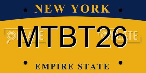 MTBT26 New York License Plate