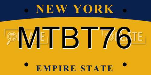 MTBT76 New York License Plate