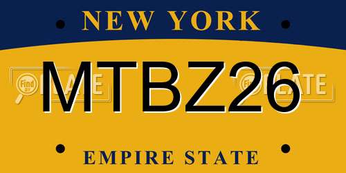 MTBZ26 New York License Plate
