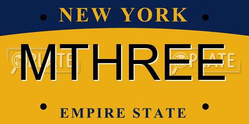 MTHREE New York License Plate