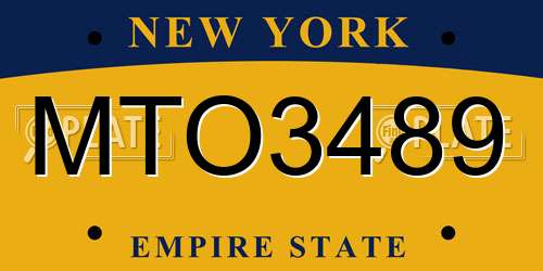 MTO3489 New York License Plate