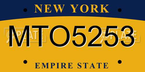MTO5253 New York License Plate