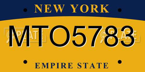 MTO5783 New York License Plate