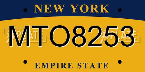 MTO8253 New York License Plate