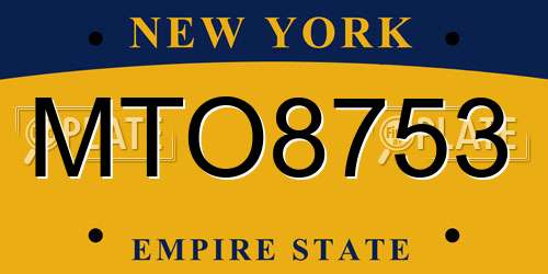 MTO8753 New York License Plate