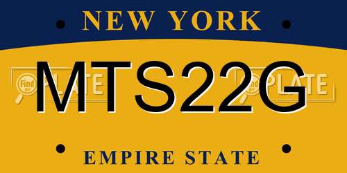MTS22G New York License Plate