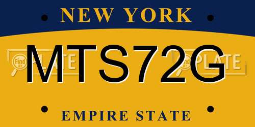 MTS72G New York License Plate