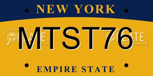 MTST76 New York License Plate