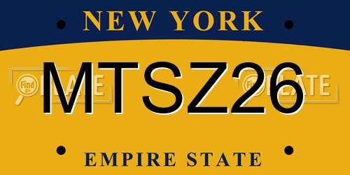 MTSZ26 New York License Plate