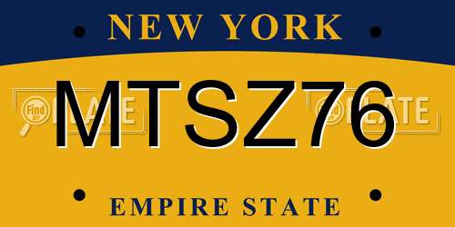 MTSZ76 New York License Plate