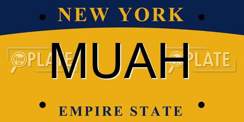 MUAH New York License Plate