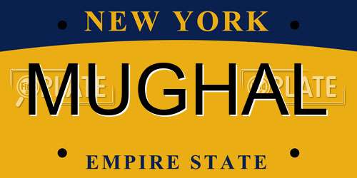 MUGHAL New York License Plate