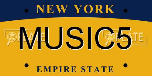 MUSIC5 New York License Plate