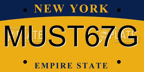 MUST67G New York License Plate