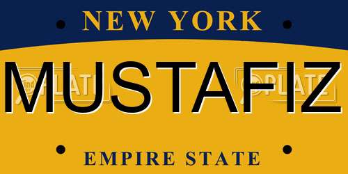 MUSTAFIZ New York License Plate
