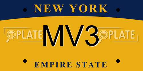 MV3 New York License Plate