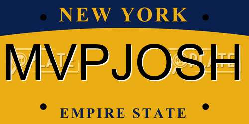 MVPJOSH New York License Plate