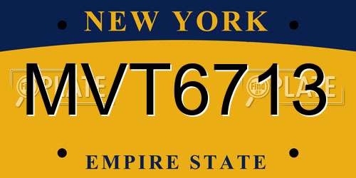 MVT6713 New York License Plate