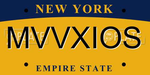 MVVXIOS New York License Plate