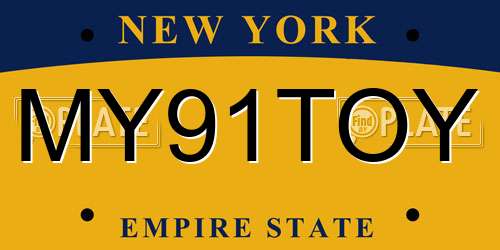 MY91TOY New York License Plate