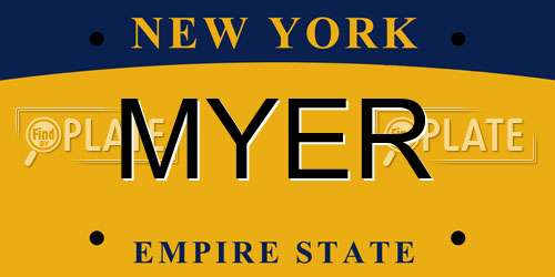 MYER New York License Plate