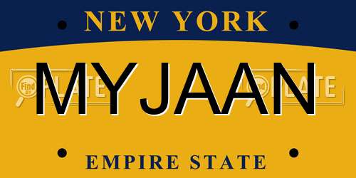 MYJAAN New York License Plate