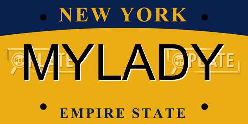 MYLADY New York License Plate