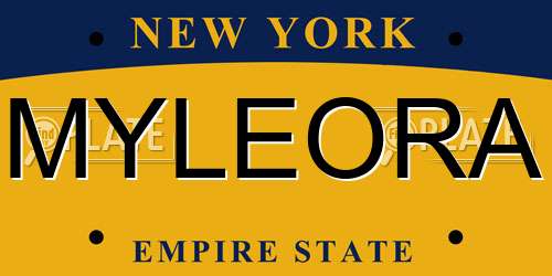 MYLEORA New York License Plate