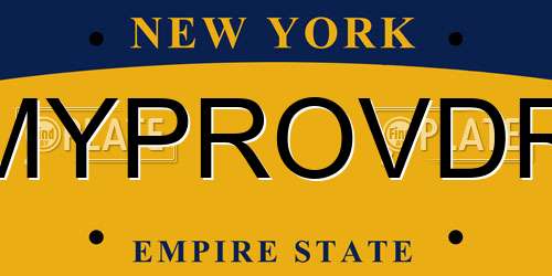 MYPROVDR New York License Plate