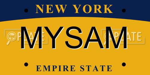 MYSAM New York License Plate