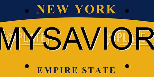 MYSAVIOR New York License Plate